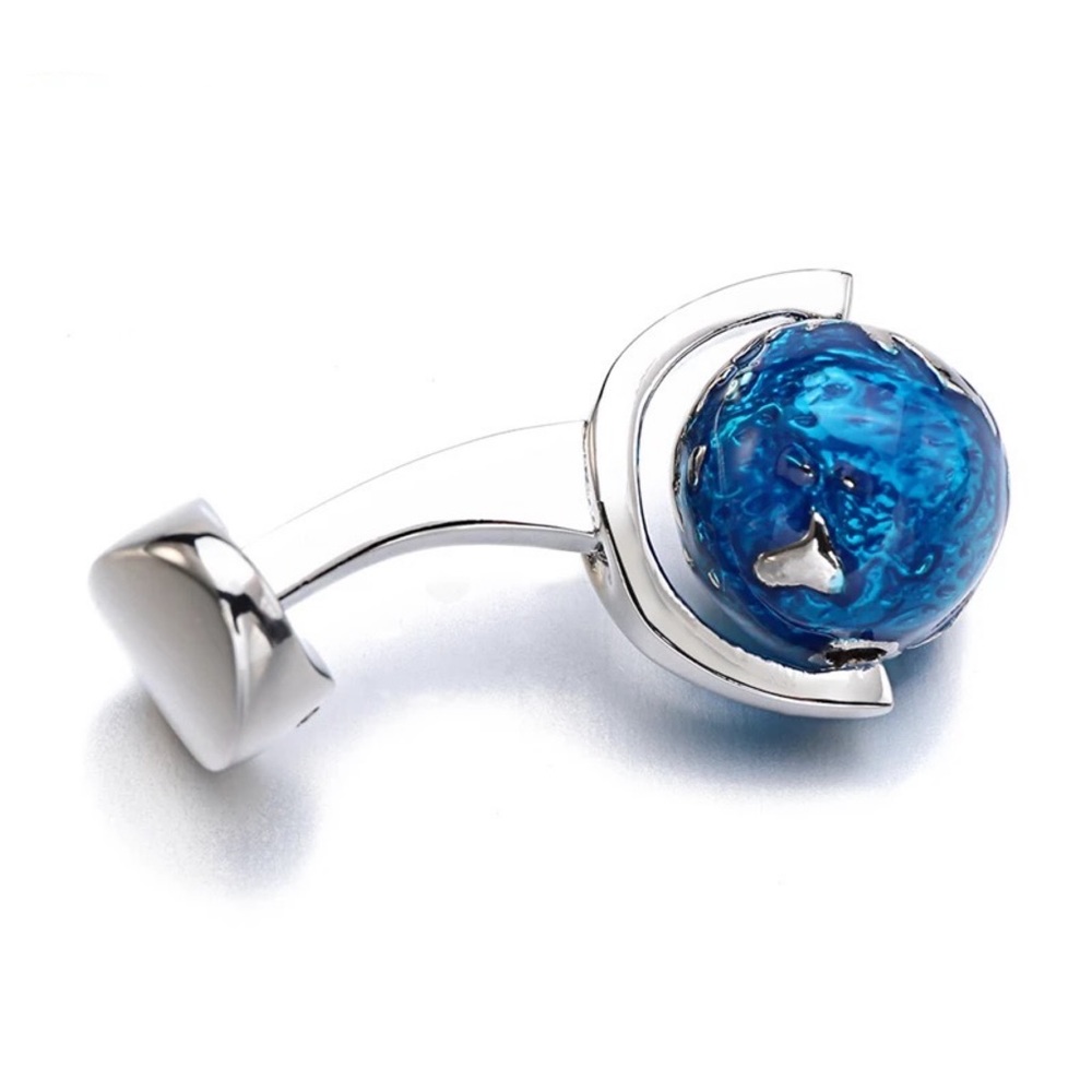 Rotating Blue World Globe Cufflinks - Picture 5 of 16